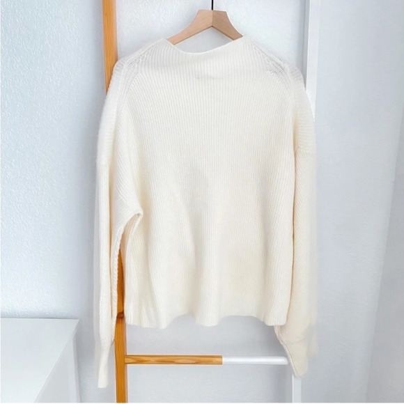 A.L.C Helena Merino Wool Sweater Mock High Neck Cream Women’s Large NEW - Picture 2 of 14